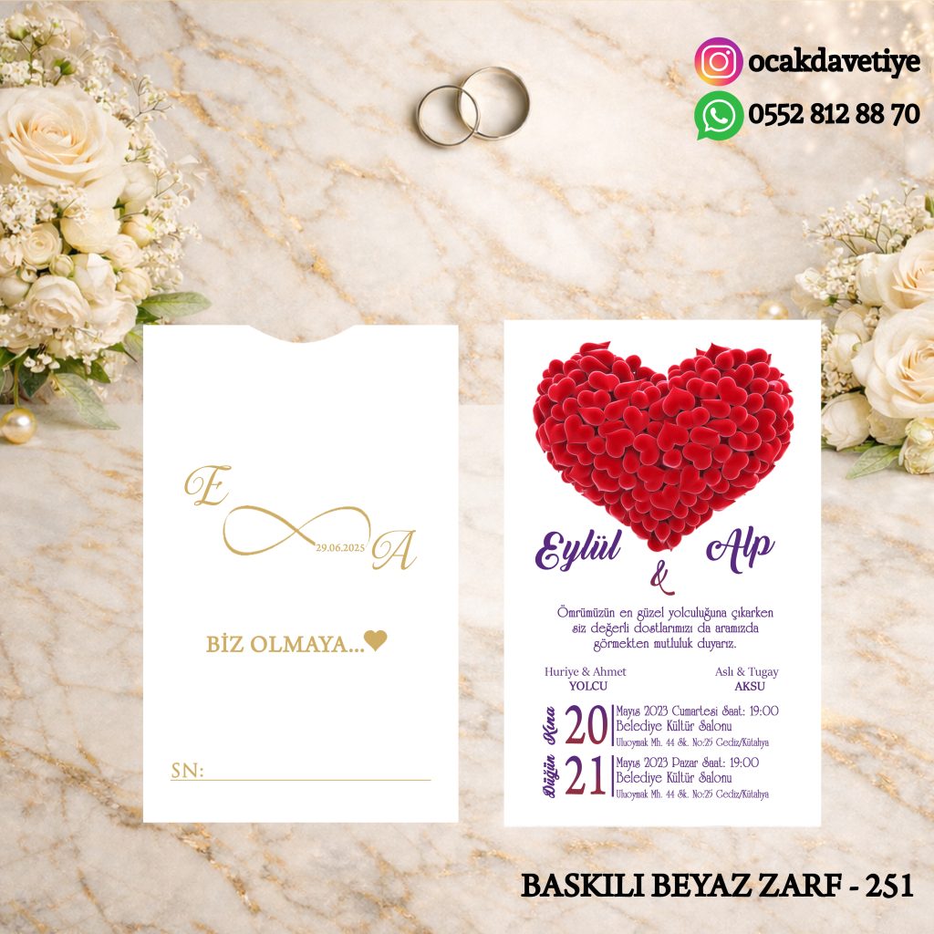 Dik Beyaz Baskılı Davetiye – 630 (Kopya)