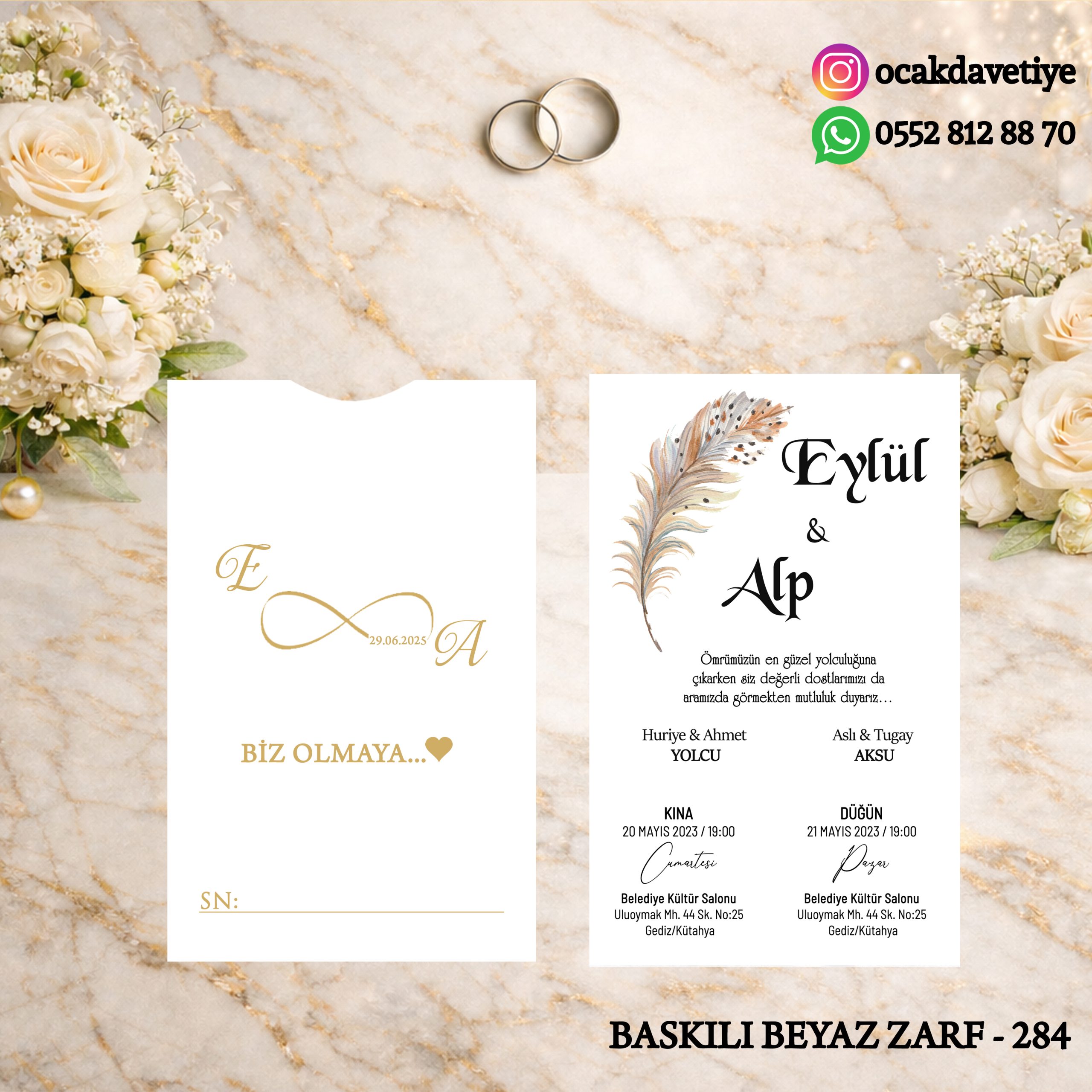 Dik Beyaz Baskılı Davetiye – 251 (Kopya)