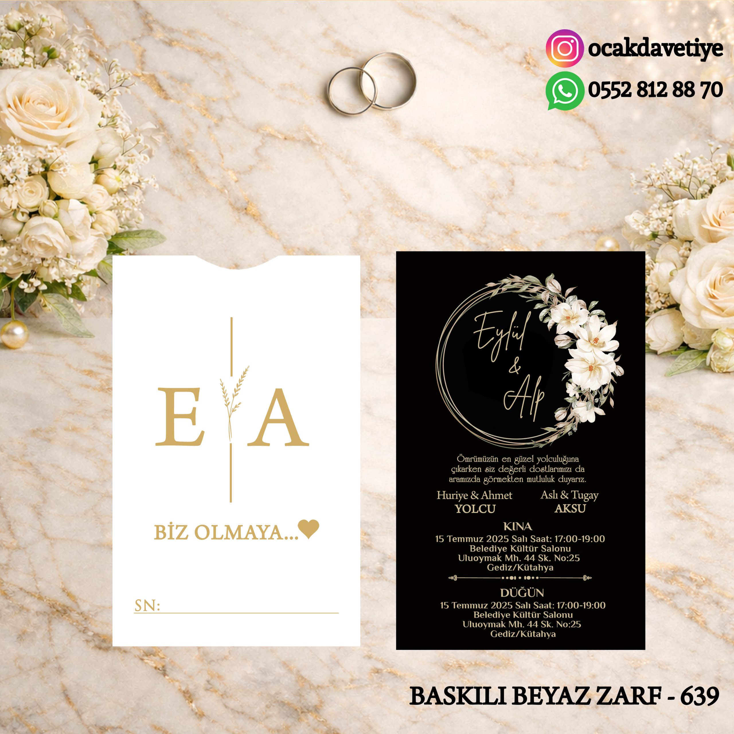 Dik Beyaz Baskılı Davetiye – DB287 (Kopya)