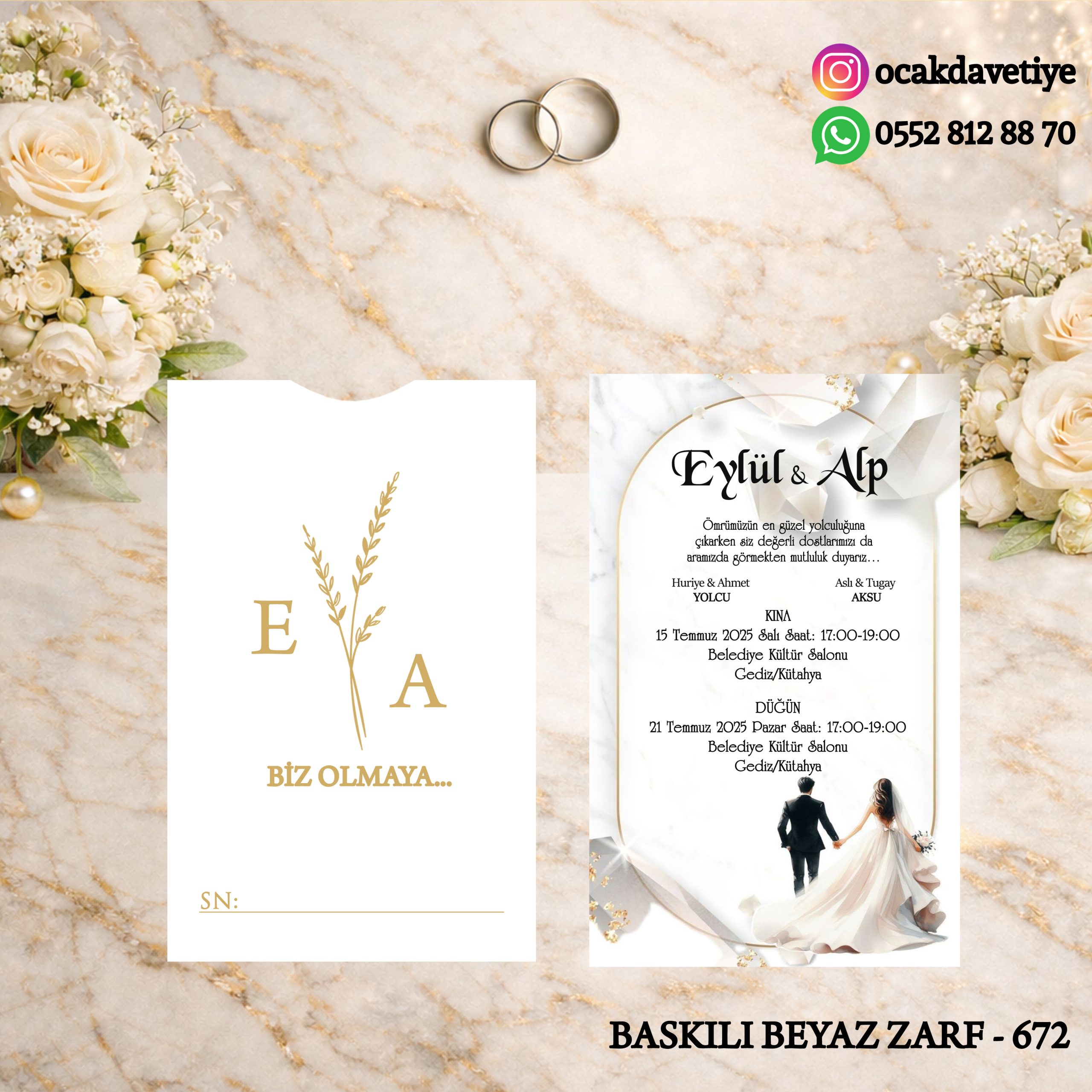 Dik Beyaz Baskılı Davetiye – DB661 (Kopya)