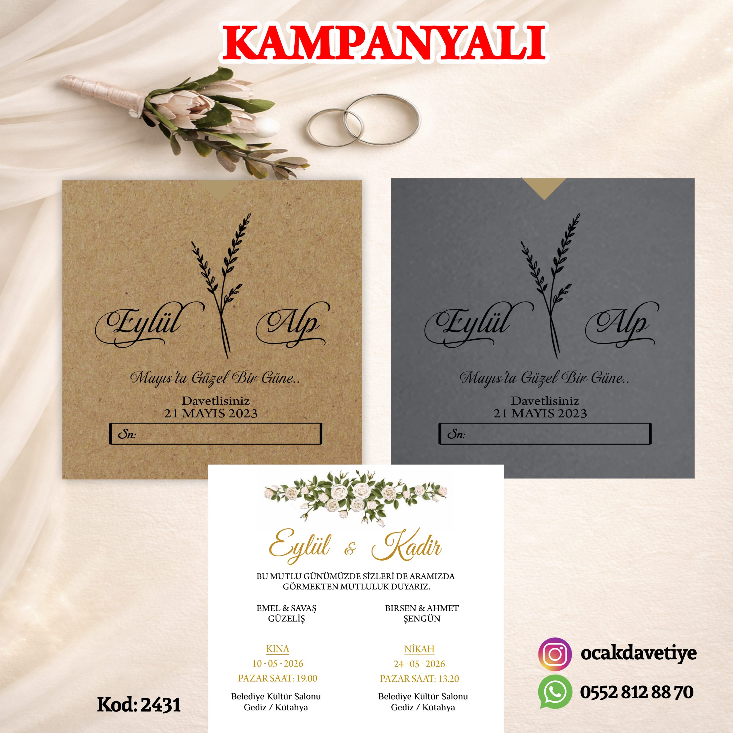 XL Gümüş Baskılı Davetiye – 1099-K (Kopya)