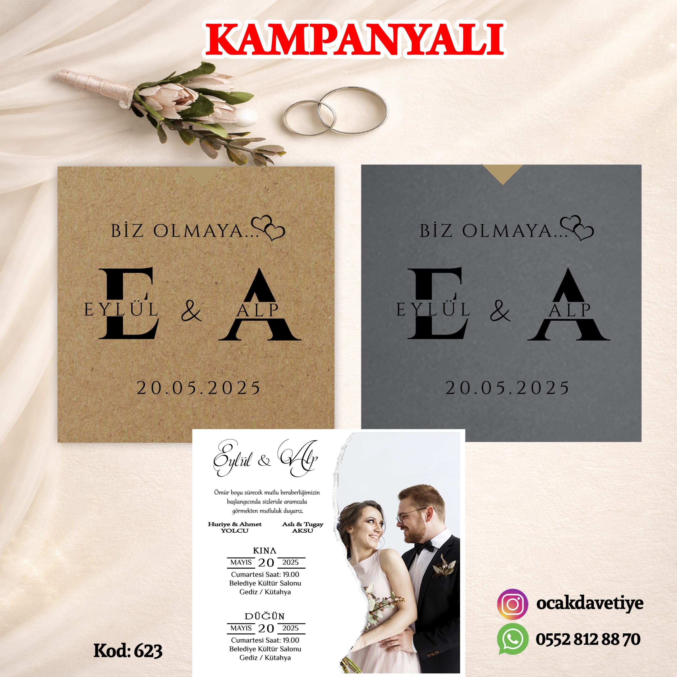 XL Gümüş Baskılı Davetiye – 568-K (Kopya)
