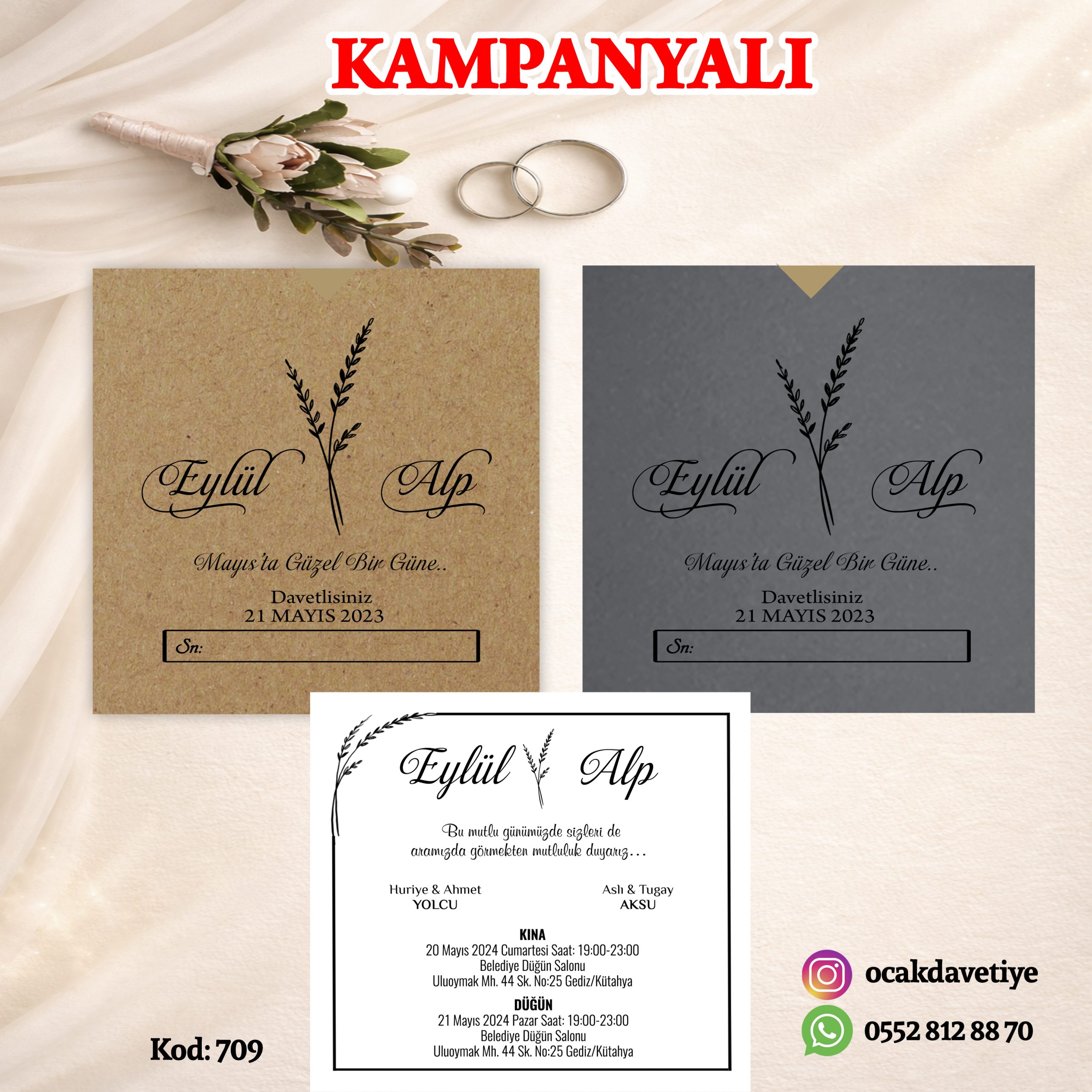 XL Gümüş Baskılı Davetiye – 623-K (Kopya)