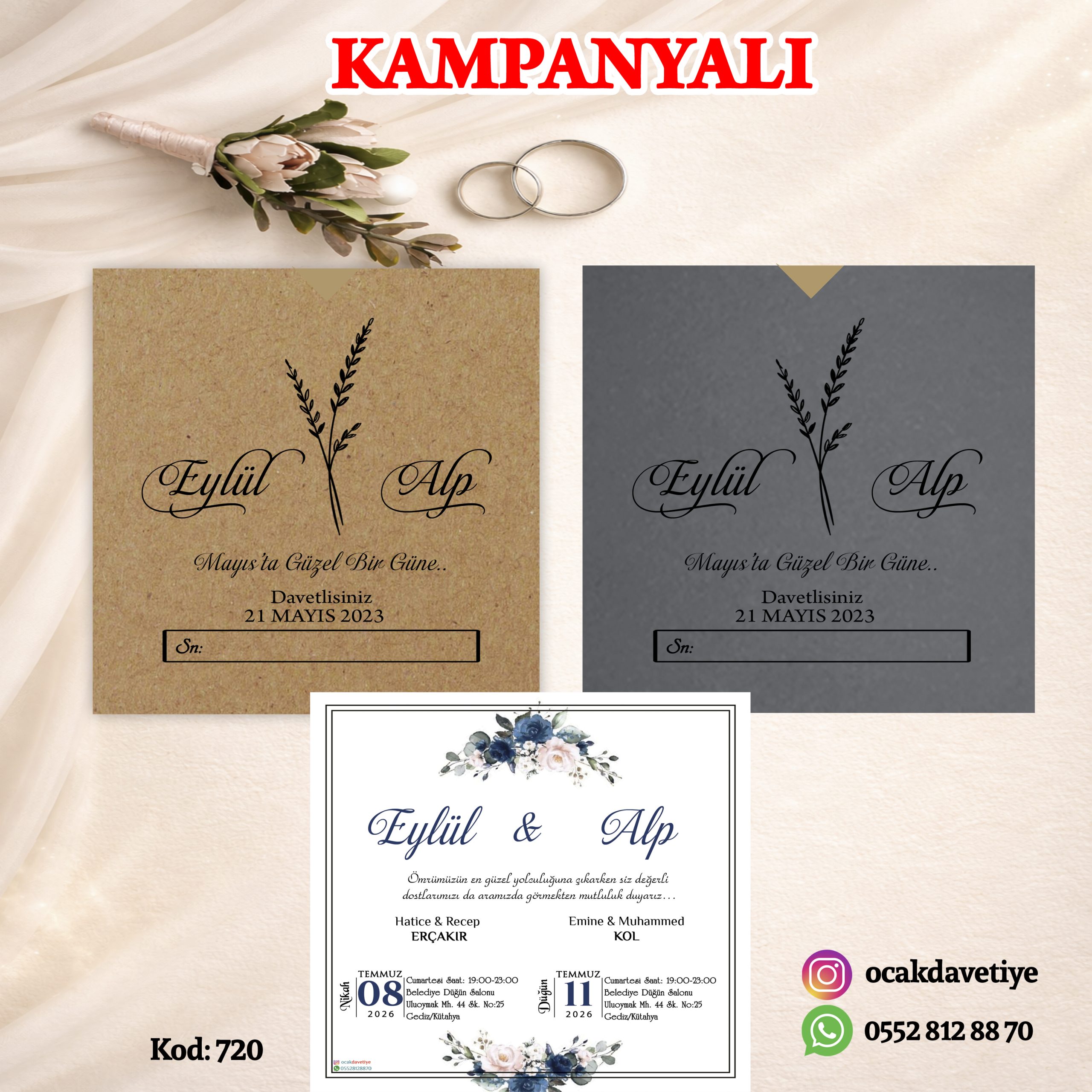 XL Gümüş Baskılı Davetiye – 713-K (Kopya)