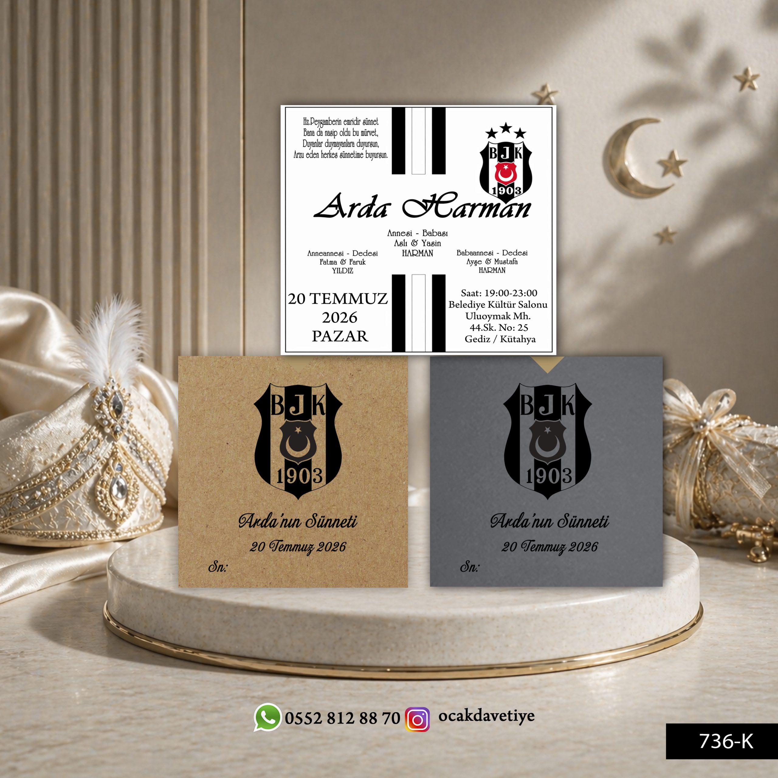 XL Zarflı Sünnet Davetiyesi – 735-K (Kopya)